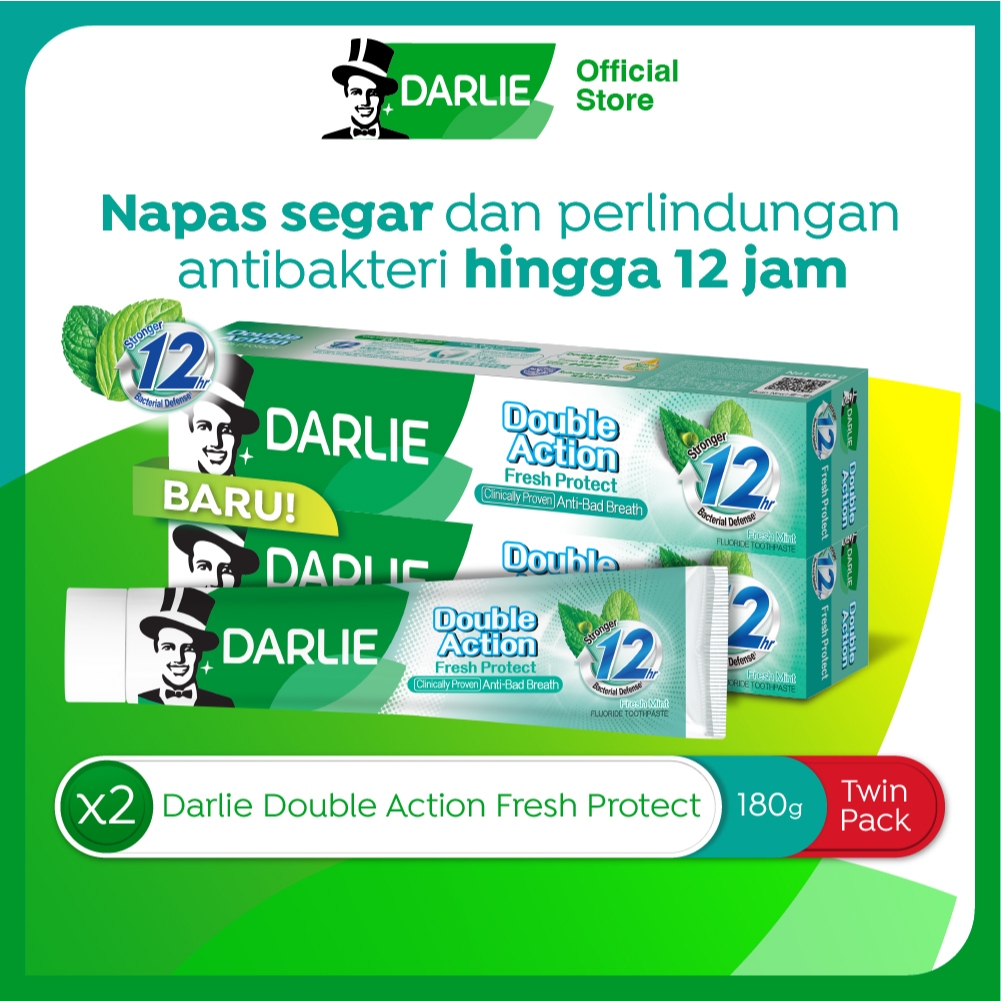 DARLIE Double Action Fresh Protect Pasta Gigi 180 gr - Twin Pack Isi 2 Pcs