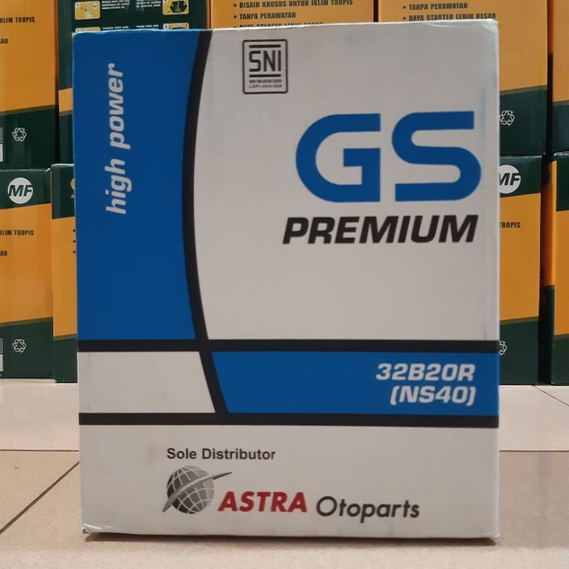 AKI ACCU MOBIL GS PREMIUM ASTRA TYPE NS40 32B20R 12V/32Ah AKI BASAH