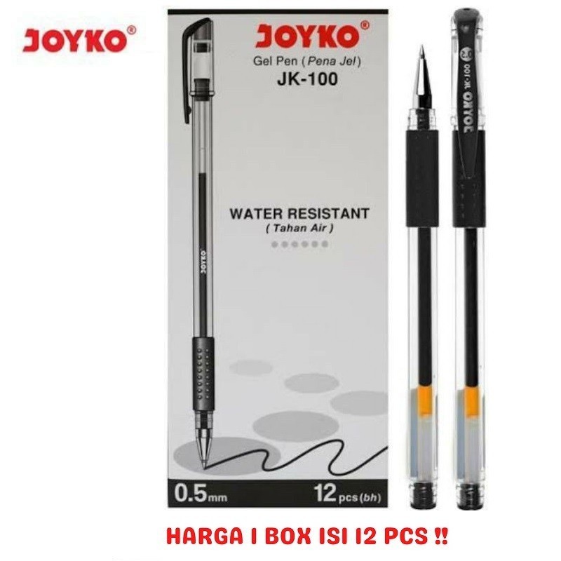 

Gel Pen / Pulpen / Pena Joyko JK-100 / 0.5 mm / 1 BOX 12 PCS - Hitam - JK-100BLACK