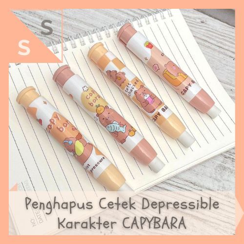 

[simplyshop] Penghapus / Hapusan / Setip Pensil Cetek Mekanik Depressible Click Mechanical Eraser Japan Animal Capybara Orange Cokelat Kapibara ER-1457 ATK Sekolah Bingkisan Kado Hampers Anak