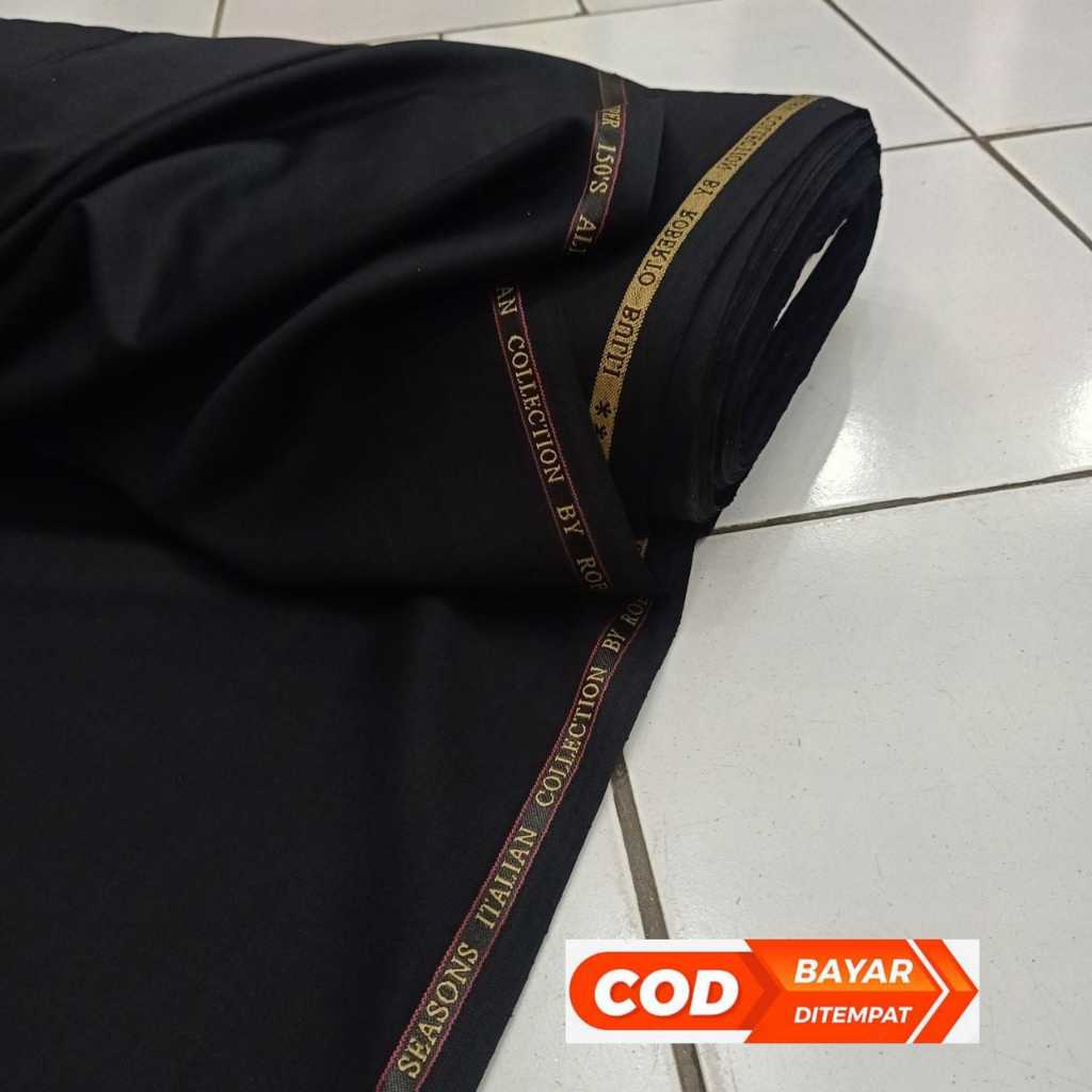 Kain Wol Halus bahan celana pria Jas blazer safari dan rok warna hitam pekat untuk pria dan wanita m