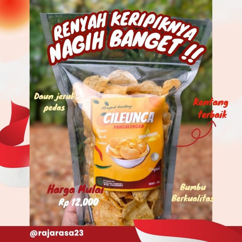 

Keripik Kentang pedas daun jeruk | Cileunca renyah enak gurih murah