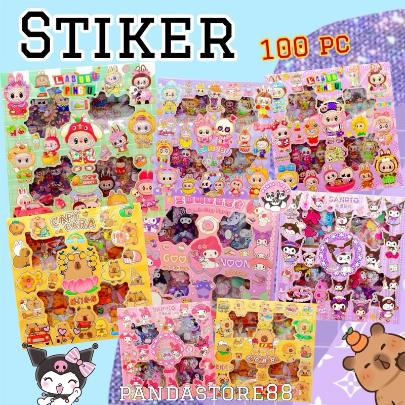 

Stiker Labubu Capybara Sanrio New 100pc PVC Waterproof Premium