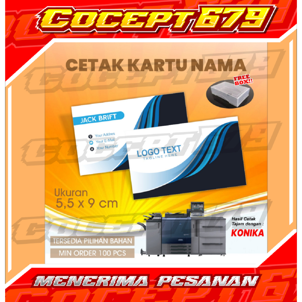 

Kartu Nama + Isi 100 Pcs ( FREE BOX ) + Bisa Request Desain