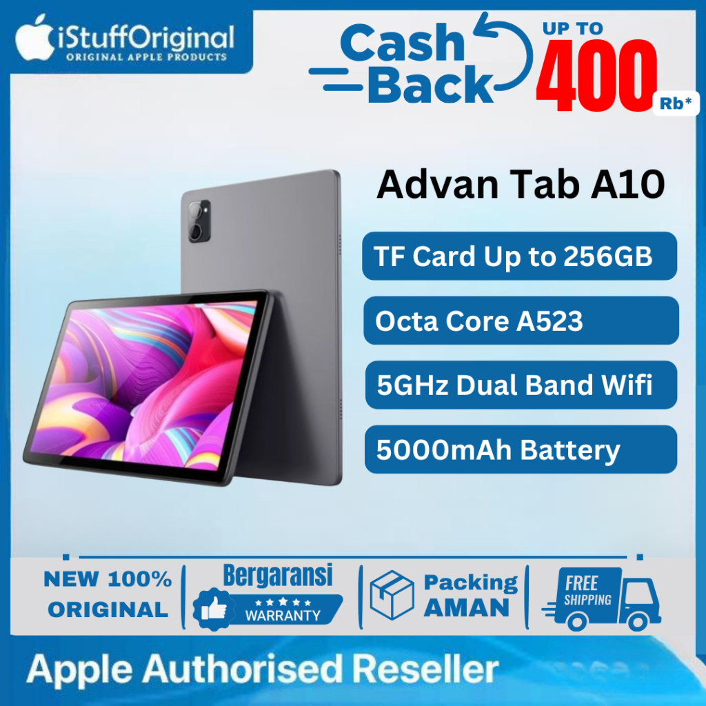 Tablet Advan Tab 10.1'' Inch A10 4/64 GB Wifi Series Grey Resmi