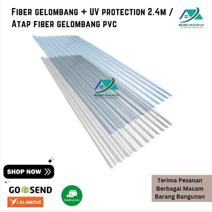 Fiber gelombang + UV protection 2.4m / Atap fiber gelombang pvc