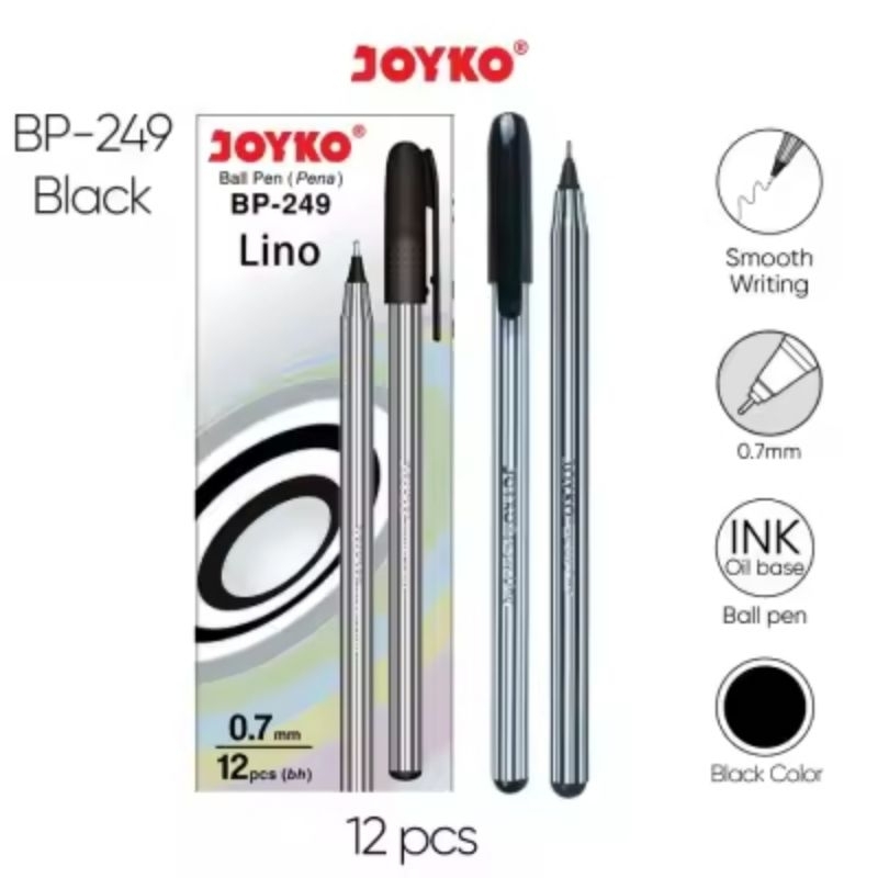 

Ball Pen / Pulpen / Pena Joyko BP-249 / 12 PCS / Lino / 0.7 mm Black