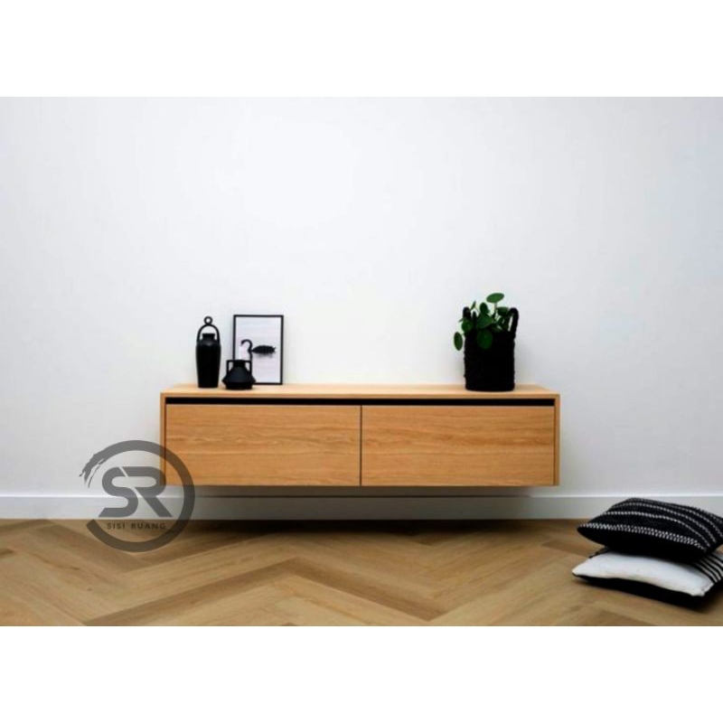 Meja gantung Meja tv gantung Meja hias gantung Meja laci 2 gantung sliding Meja 2 laci