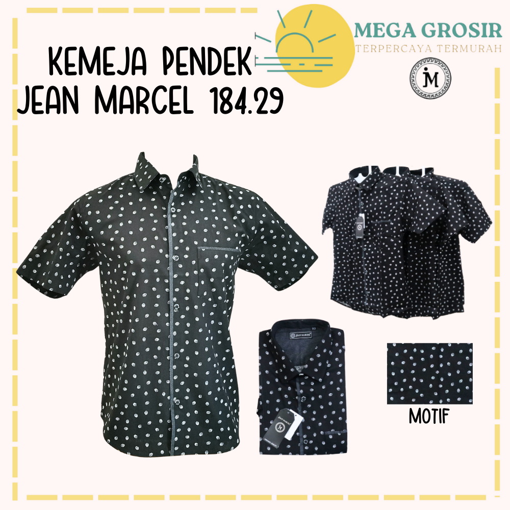 Kemeja Lengan PENDEK JEAN MARCEL 184.29 Slim Fit / Hem Kerja Kantor / Pakaian Formal Cowok