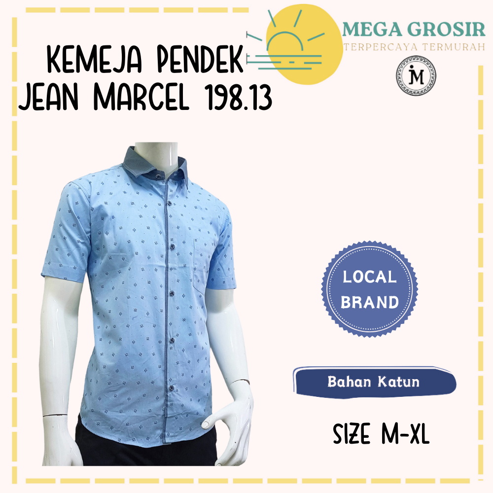 Kemeja Lengan PENDEK JEAN MARCEL 198.13 Slim Fit / Hem Kerja Kantor / Pakaian Formal Cowok