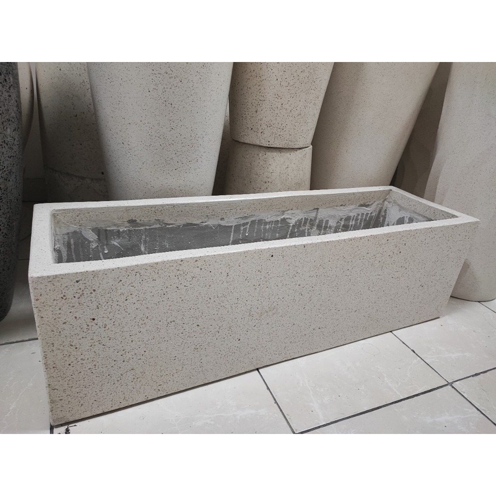 INDO TERAZZO POT PANJANG TERAZZO PUTIH MINIMALIS POT TANAMAN POT BUNGA 90x20x30