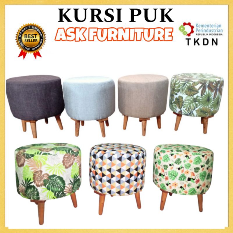 Kursi Puk / Kursi bulat puk / Kursi Puk kaki kayu