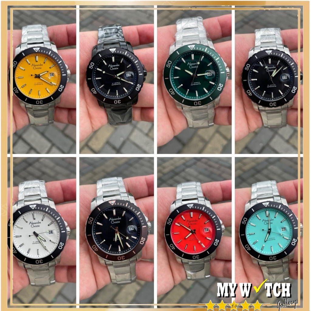 Jam Tangan Alexander Christie Pria Automatic AC 6141 Rantai Anti Air original terbaru mewah 2023