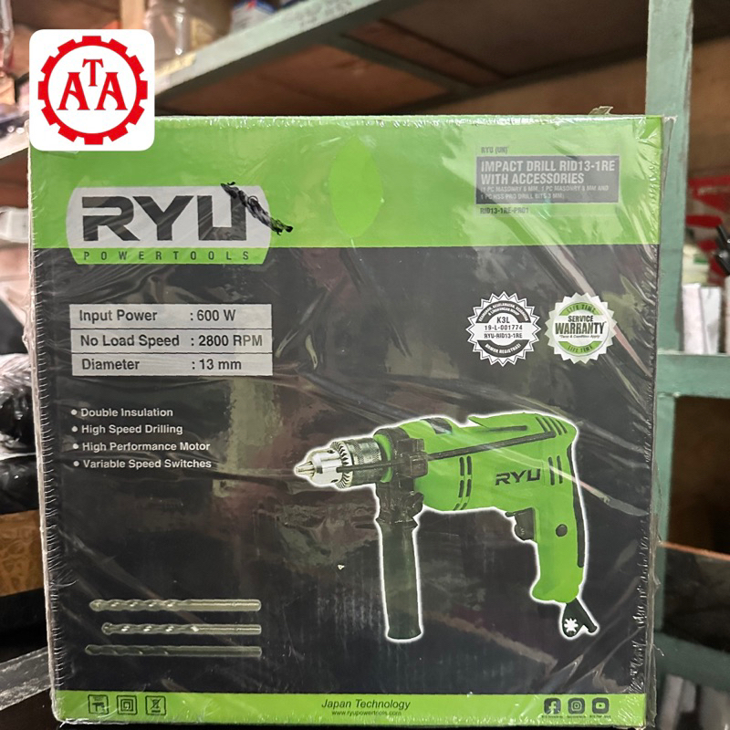 MESIN BOR LISTRIK RID13- 1RE BOR BOLAK BALIK 13MM RYU TEKIRO