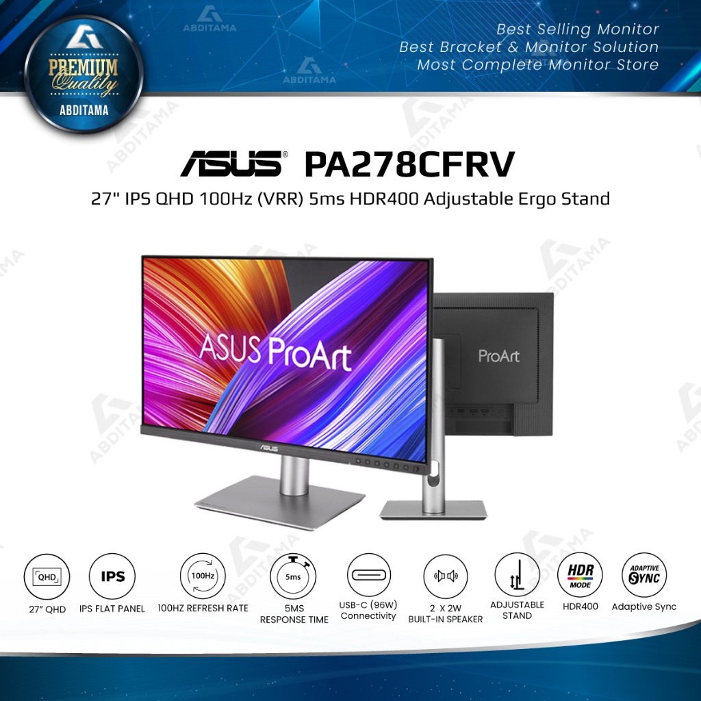 Monitor Professional LED ASUS ProArt Display PA278CFRV 27" IPS QHD 2560 x 1440 HDMI 2.0 x1 DP 1.4 x2