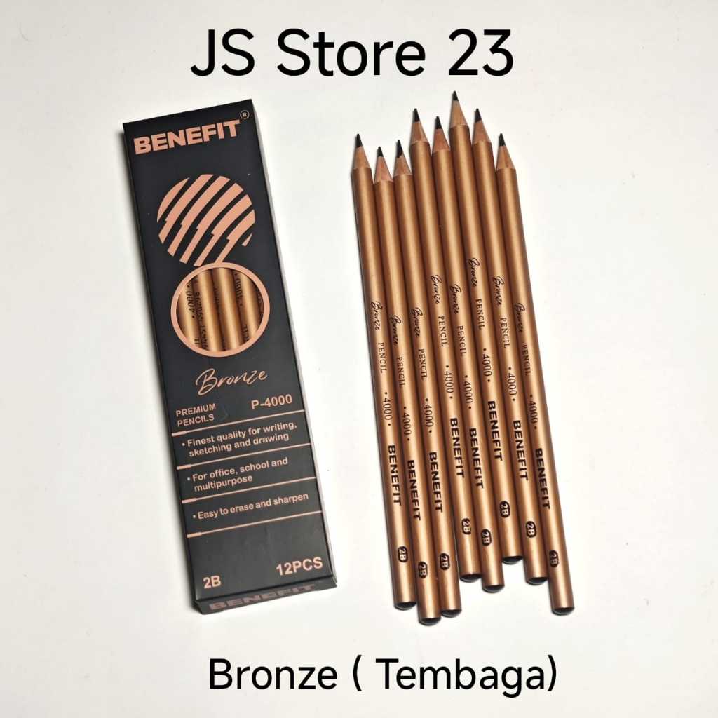 

(12 Biji) Pensil 2B Benefit BRONZE TEMBAGA per lusin / Pensil 2B Fancy