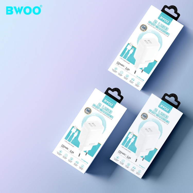 Adaptor + Kabel Charger Lightning Iphone fast charging BWOO CDA60L 2.4A