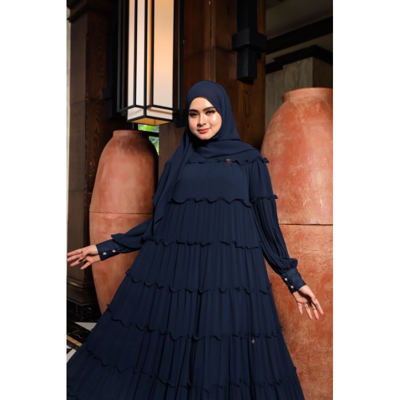 GAMIS GONG SHELLA SAUKIA RENDA TINGKAT + HIJAB FREE PIN SS