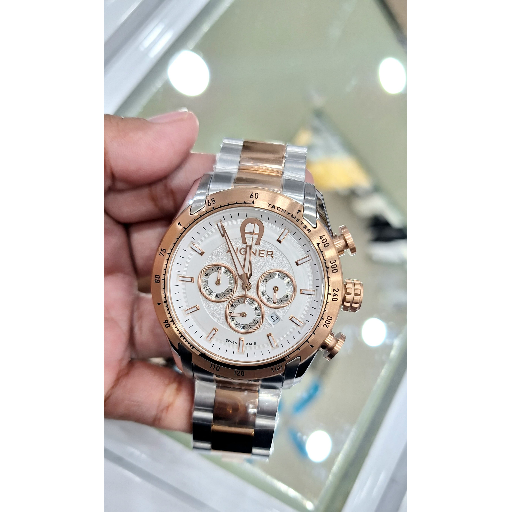 Jam Tangan Pria Aigner Vigevano AGW236000 Chronograph Date Stainless Steel