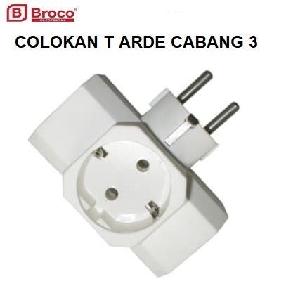 Steker T Arde Broco 13830 White Colokan Kaki 3 Cabang
