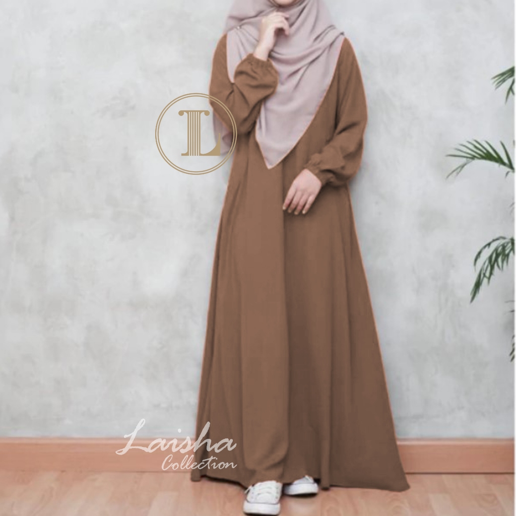 BEST SELLER (BISA COD) GAMIS ABAYA LENGAN KARET WANITA MUSLIM REMAJA DEWASA WOLPIS PREMIUM UKURAN S