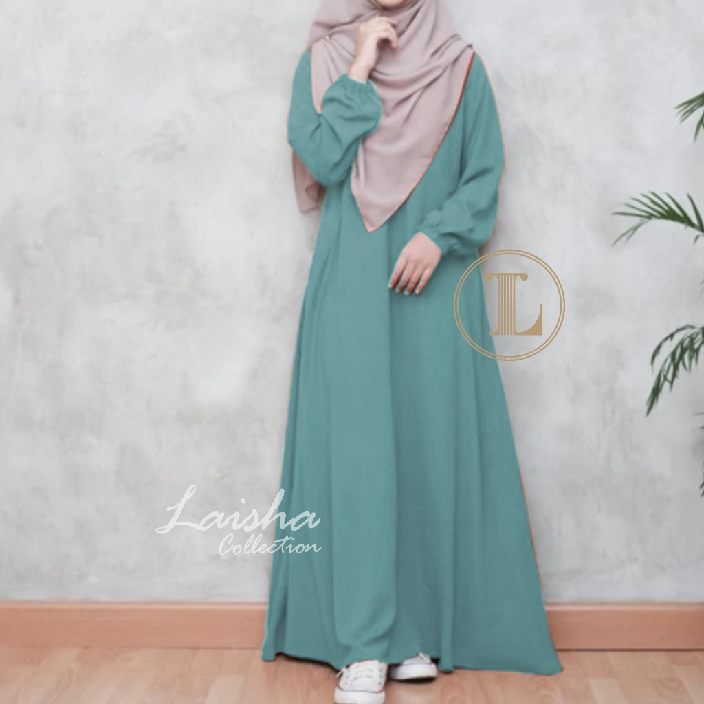 (Bisa COD) Gamis Abaya Lengan karet wanita muslim remaja dewasa wolpis premium Ukuran S M L XL XXL