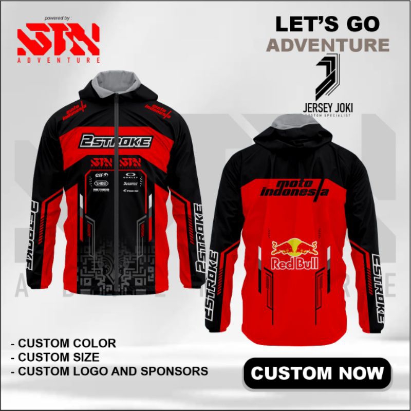 Jaket Parasut Racing 2 Stroke Custom Jaket Waterproof Anti Air Full printing