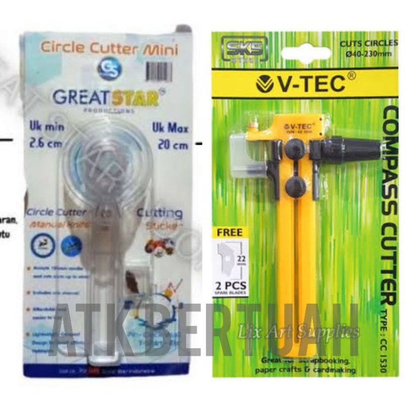 

VTEC CC1530 COMPASS CUTTER GREAT STAR ADJUSTABLE MINI CIRCLE CUTTER PEMOTONG LUBANG BULATAN KERTAS BERBAGAI UKURAN