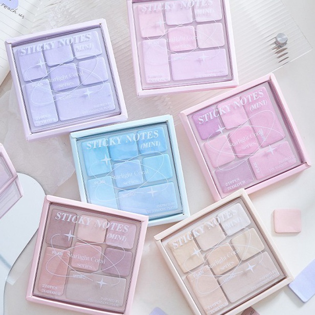 

ORDER SAJA GAN 1 BOX Sticky Notes Macaron Pallate Edition Memo Tempel Note Isi 21