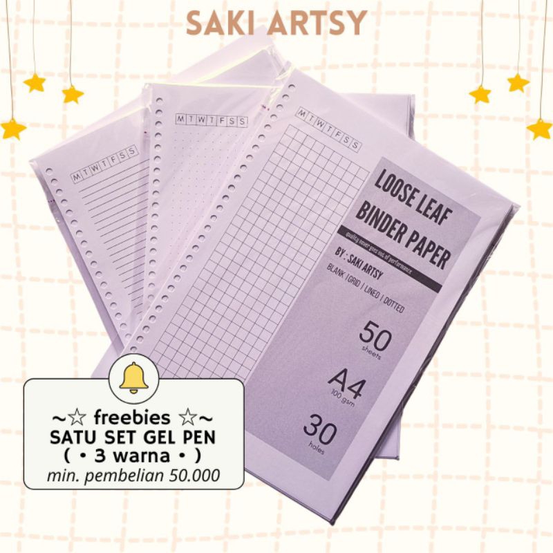 

[SAKI] Jurnal Loose Leaf Isi Binder A4 Grid/Lined/Dotted 80/100 GSM