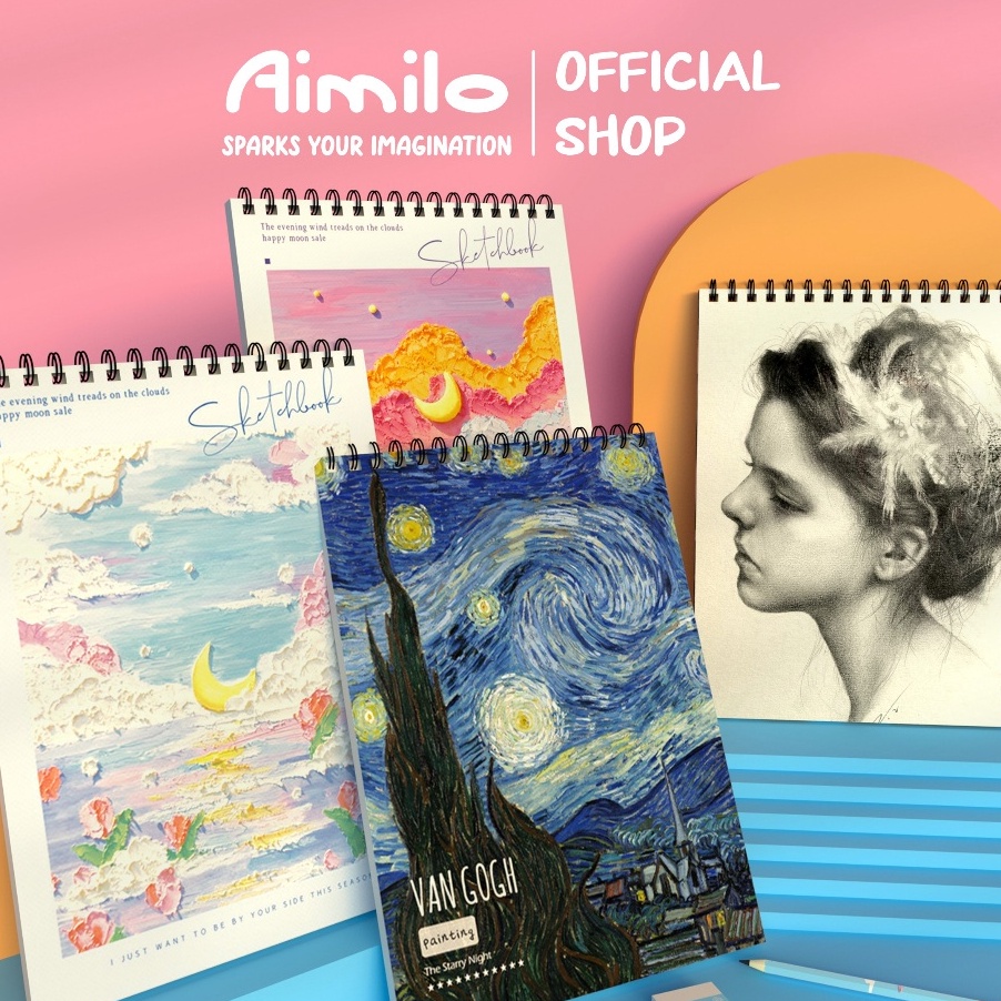 

ORIGINAL READY Aimilo Buku Gambar A4 Sketchbook Buku Sketsa lTebal Vertikal Jilid Spiral 45 Lembar9 Halaman