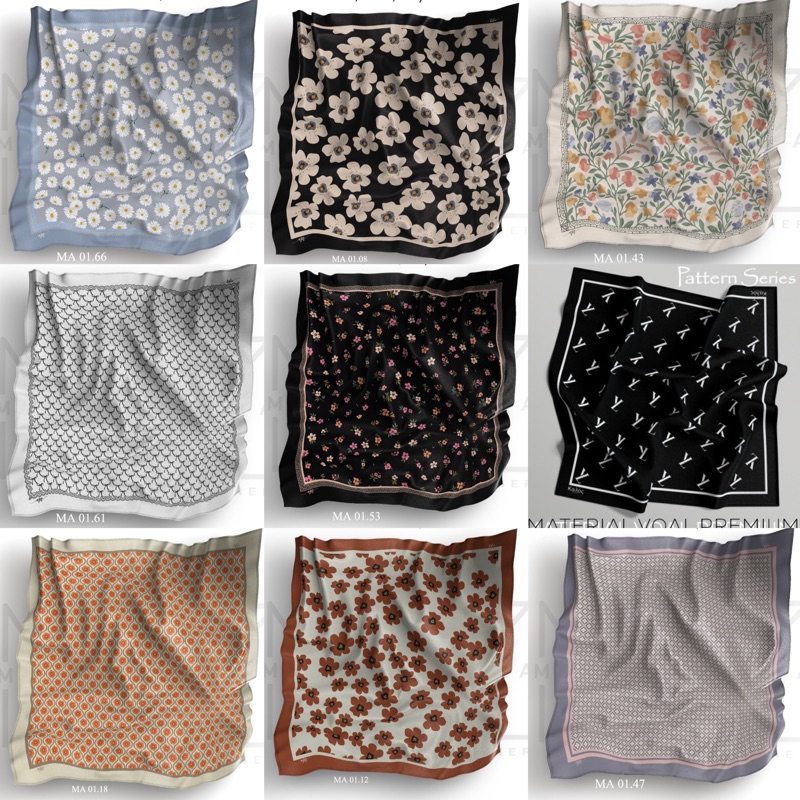 SARAVEIL - HIJAB SEGIEMPAT MOTIF VOAL BANIESCOOP KW TERMURAH TERLARIS