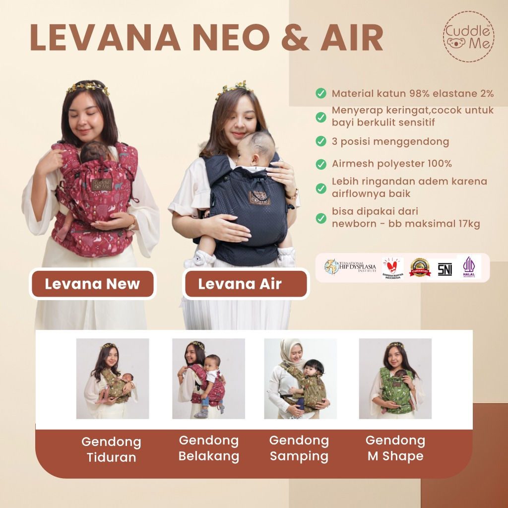 Gendongan Bayi - CUDDLEME Levana Air Carrier Gendongan New Born SSC M Shape