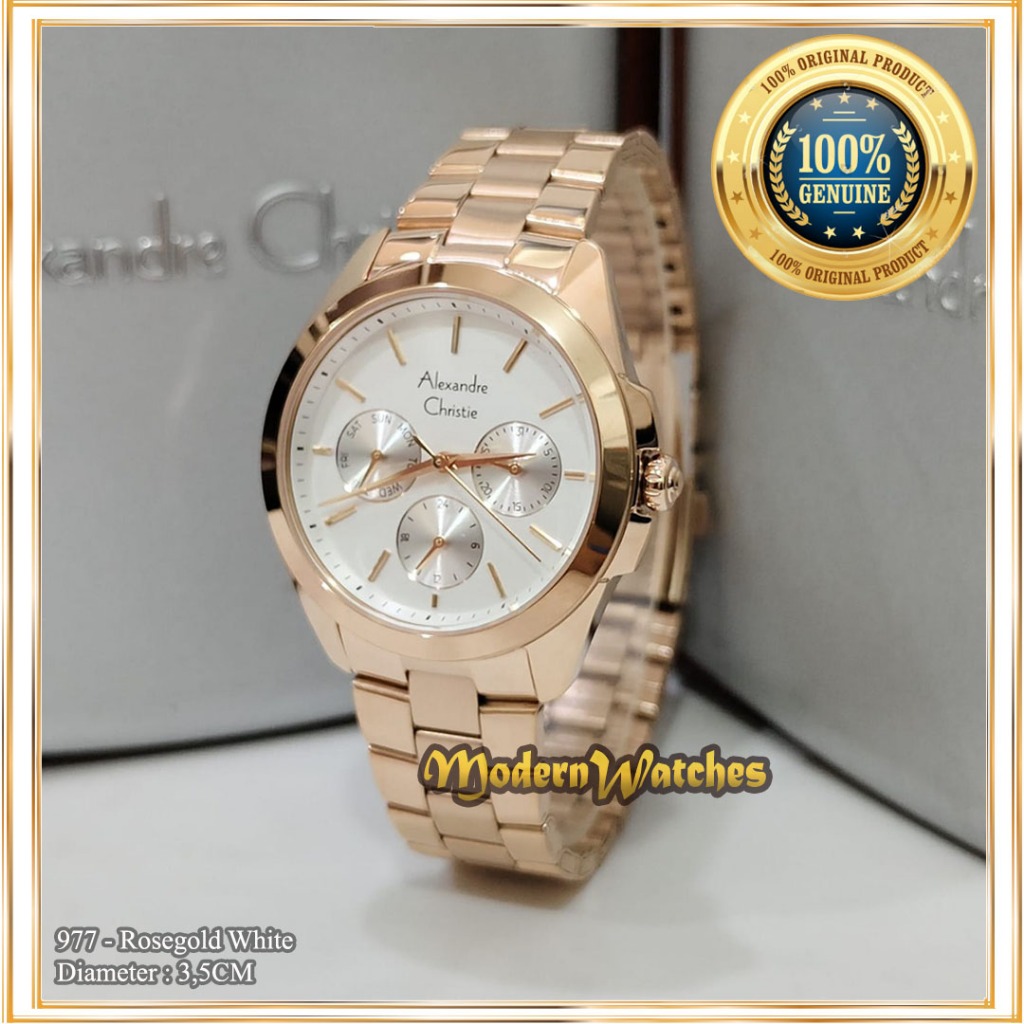 Jam Tangan Alexandre Christie Wanita Terbaru Ori AC 2A50 2977 2A72 2A44 Full Rosegold Coklat Mewah