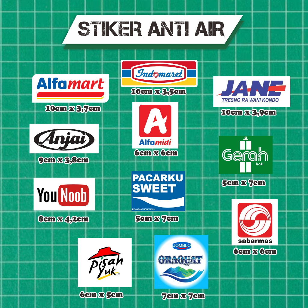 STIKER MERK ALFAMART INDOMARET / STIKER BRAND PLESETAN / STIKER LOGO MERK/ stiker motor anti air