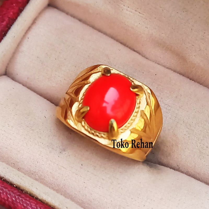 Cincin Batu Red Marjan Kualitas Super