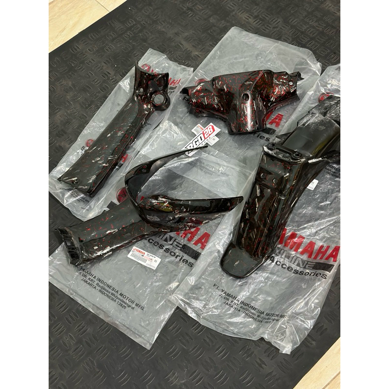 body kasar fizr set original baru carbon kevlar merah mix diamond