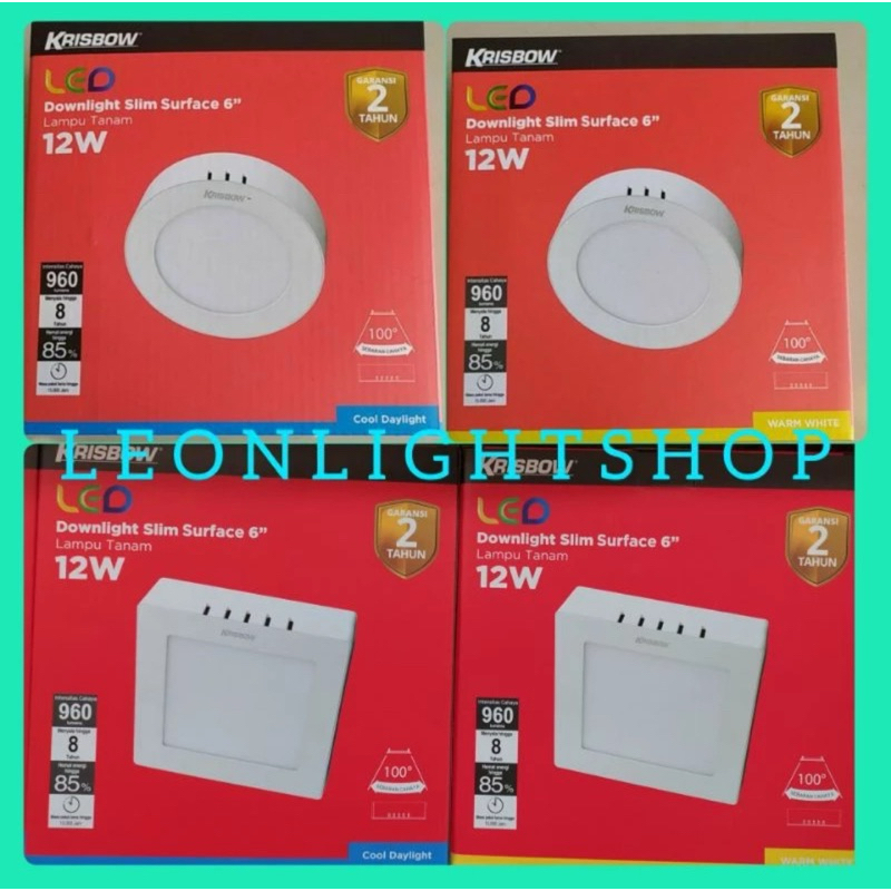KRISBOW LAMPU DOWNLIGHT LED OUTBOW   12 WATT PUTIH & KUNING/KRISBOW DOWNLIGHT SLIM INBOW/ACE LAMPU P