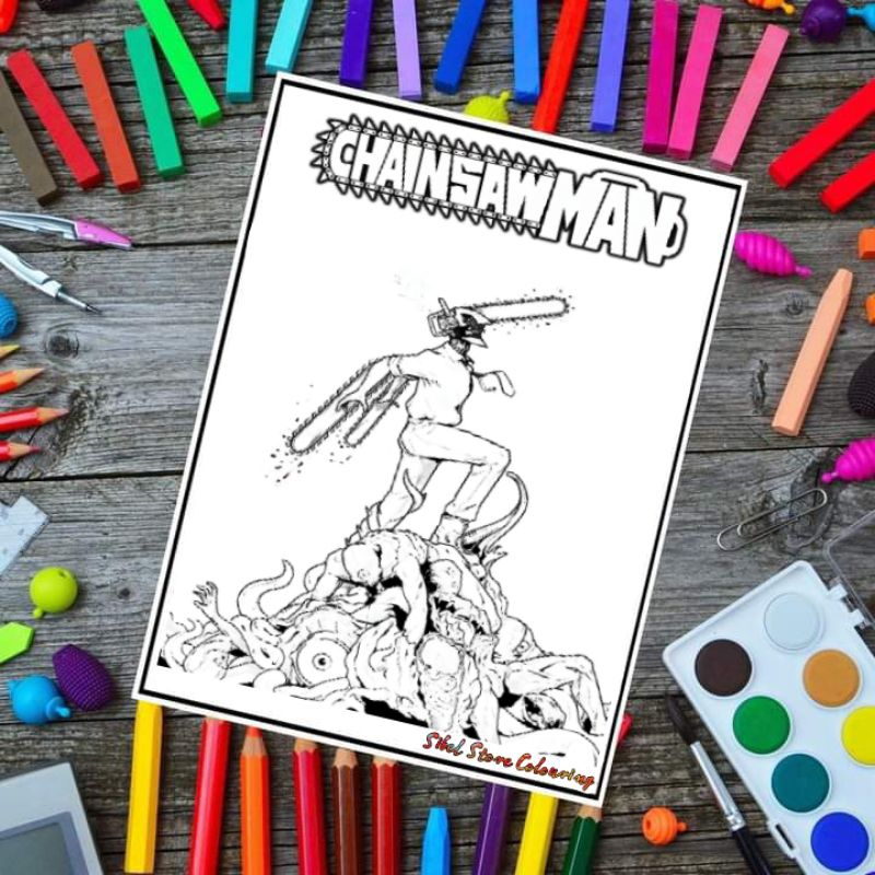 

Kertas Mewarnai Gambar Anak Tema Chainsaw Man (10 Lembar)