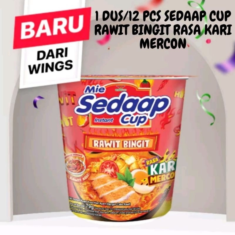 

1 DUS/12 PCS SEDAAP CUP MIE INSTAN KUAH RASA KARI MERCON RAWIT BINGIT KEMASAN 79 GRAM NEW PRODUK BY WINGS TStore