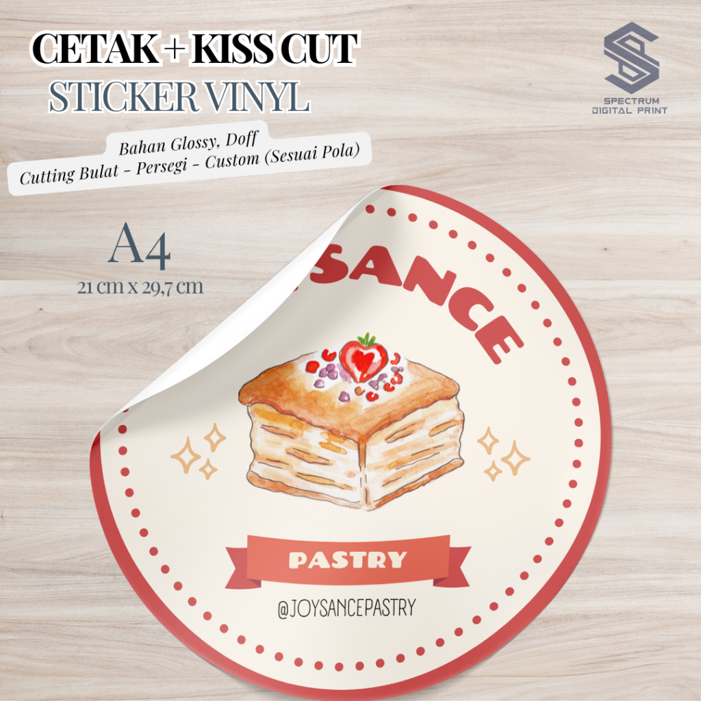 

Cetak Sticker Label Makanan + Kiss Cut Bahan Vinyl Anti Air Media A4