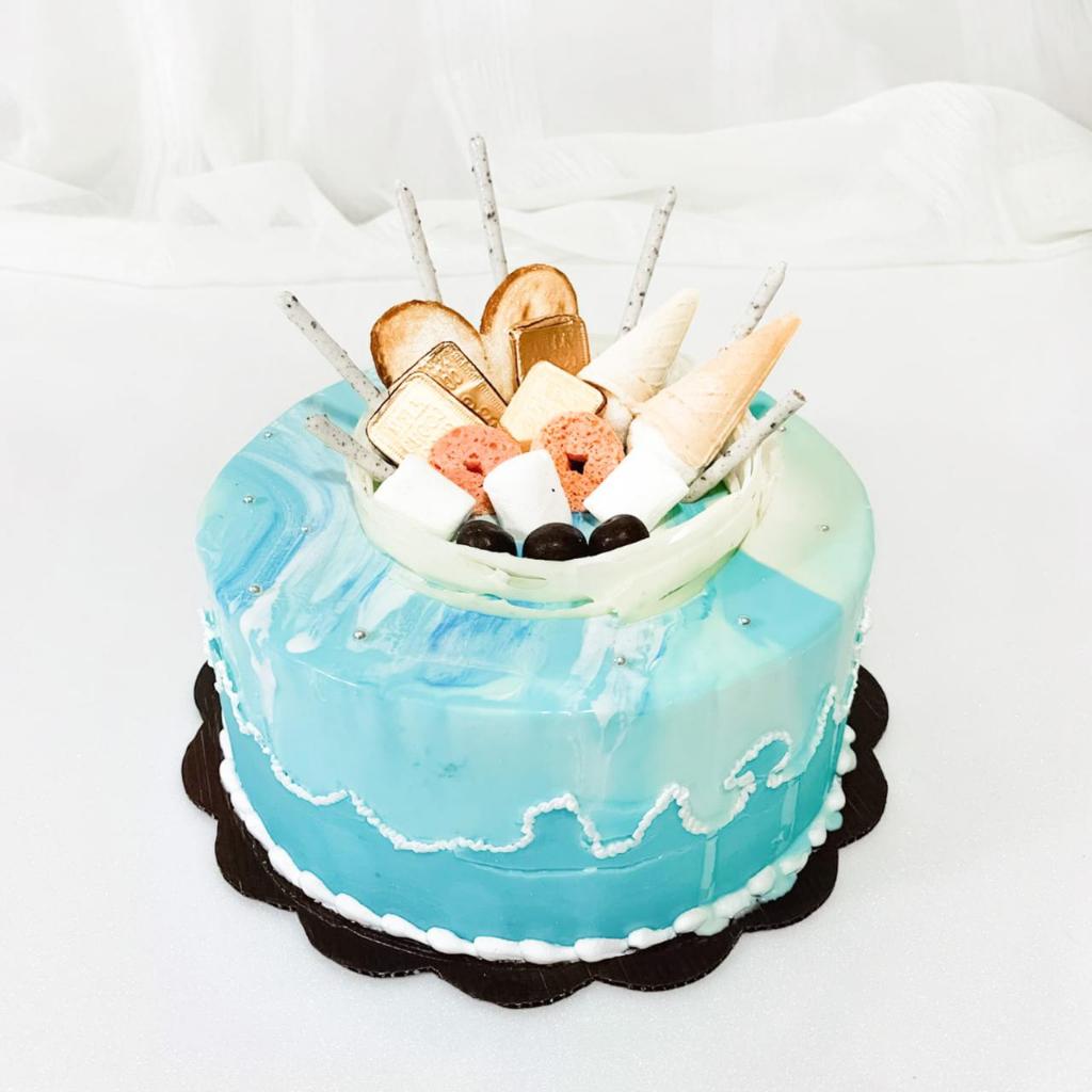Kue Ulang Tahun/Birthday Cake/Kue Ultah Simple/Kue Ultah Classic/Classic Blue Cake/Kue Birthday Jaka