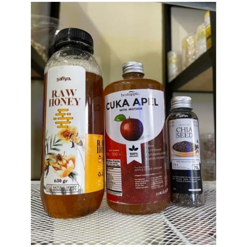 

PAKET DIET MADU SAFIYA 650 ML || CUKA APEL 500 ML || CHESEED 70 GR