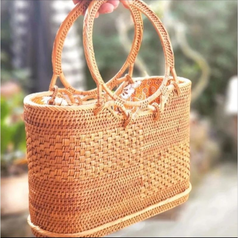 Tas rattan atta anyaman premium tas rotan handmade bali