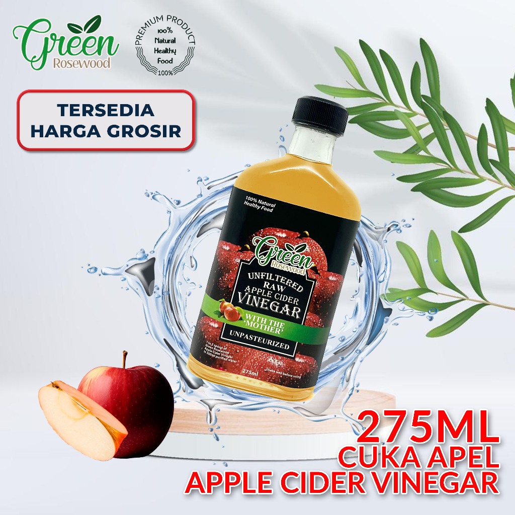 

CUKA APEL PREMIUM WITH MOTHER 275 ML - APPLE CIDER VINEGAR ( ACV ) 275ML (BOTOL KACA)