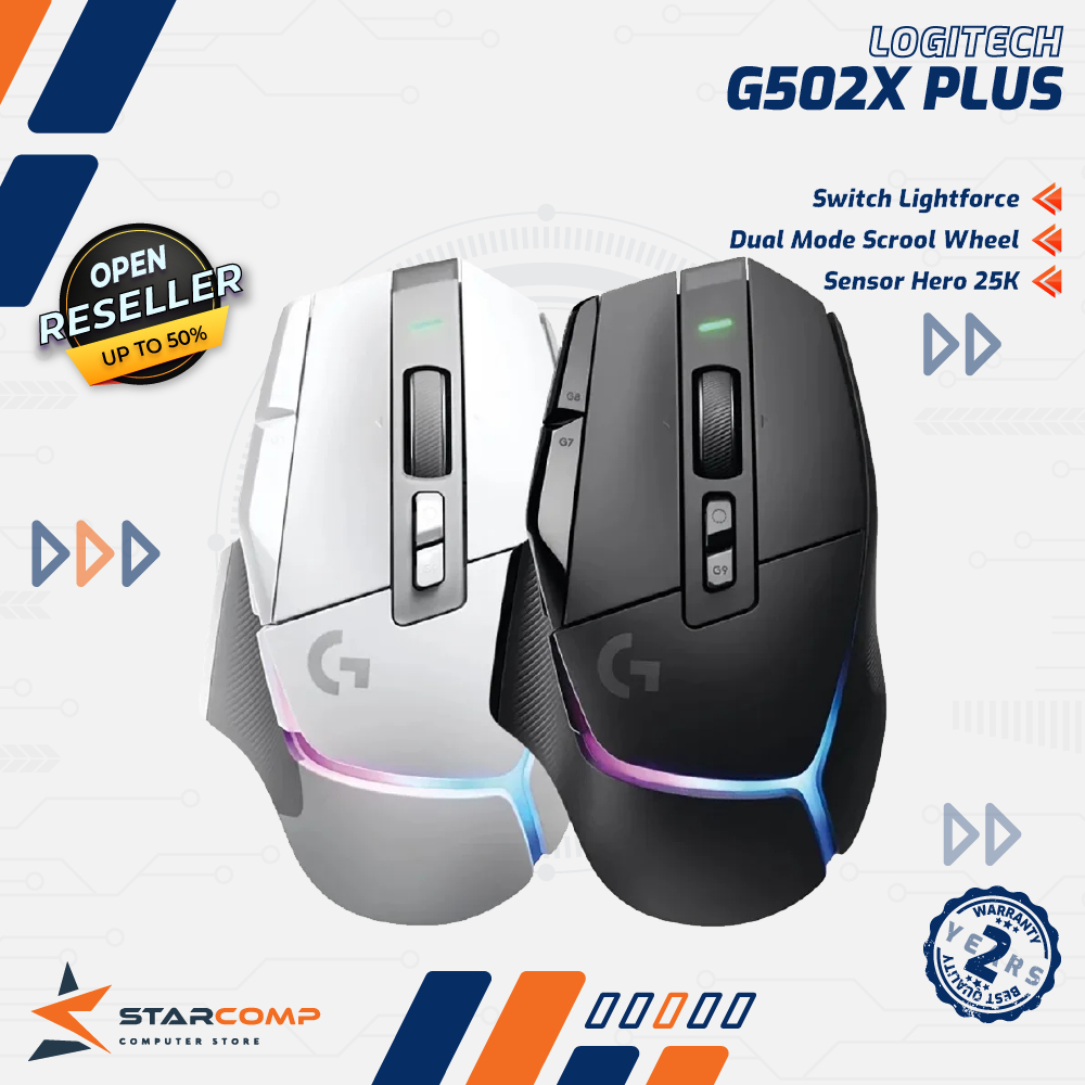 Logitech G502 X Plus Mouse Gaming Wireless RGB HERO 25K DPI G502 X