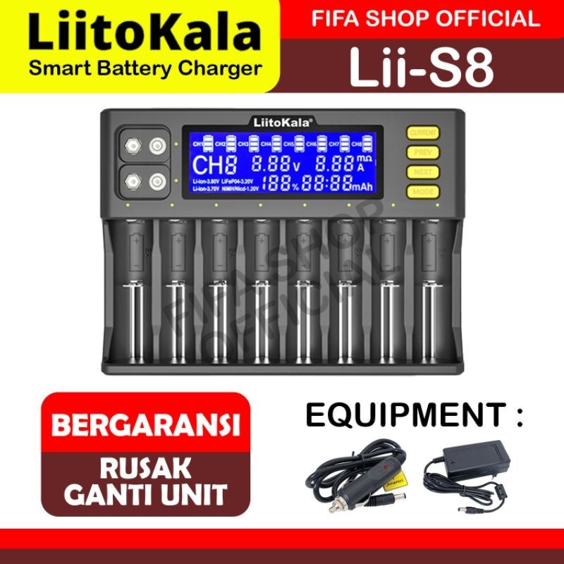 Liitokala Lii S8 Original Smart Charger Battery / Charger Baterai 8 slot
