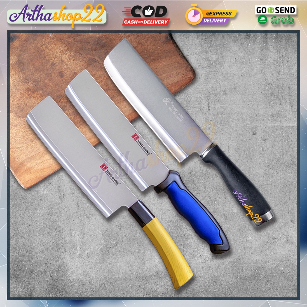 Pisau Daging cleaver Chef Knife Pisau Dapur Super Tajam Bilah Stainless Steel