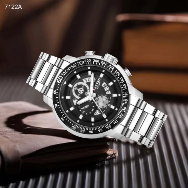 Jam tangan Pria Original Sport fashion Gastro 7122 Analog Chrono variasi rantai