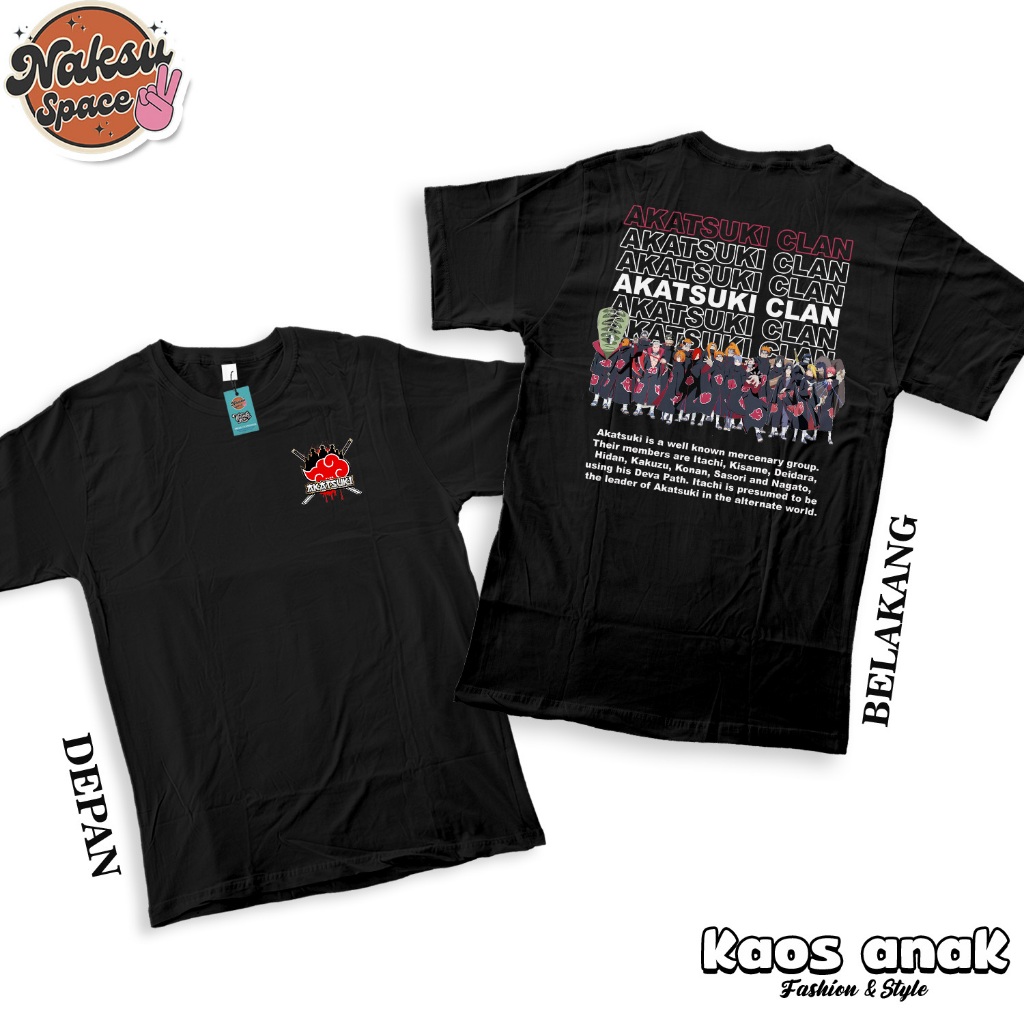 KAOS ANAK - KAOS NARUTO ANGGOTA AKATSUKI BAJU ANAK BAJU DISTRO